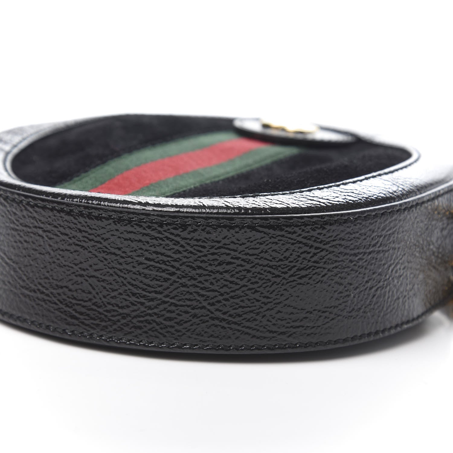 Gucci Suede Patent Web Mini Ophidia Round Shoulder Bag Black 9 of 10