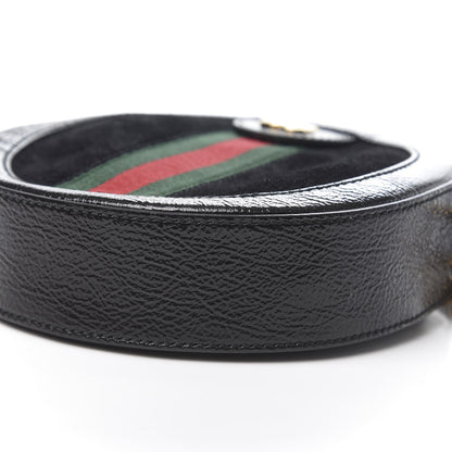Gucci Suede Patent Web Mini Ophidia Round Shoulder Bag Black 9 of 10