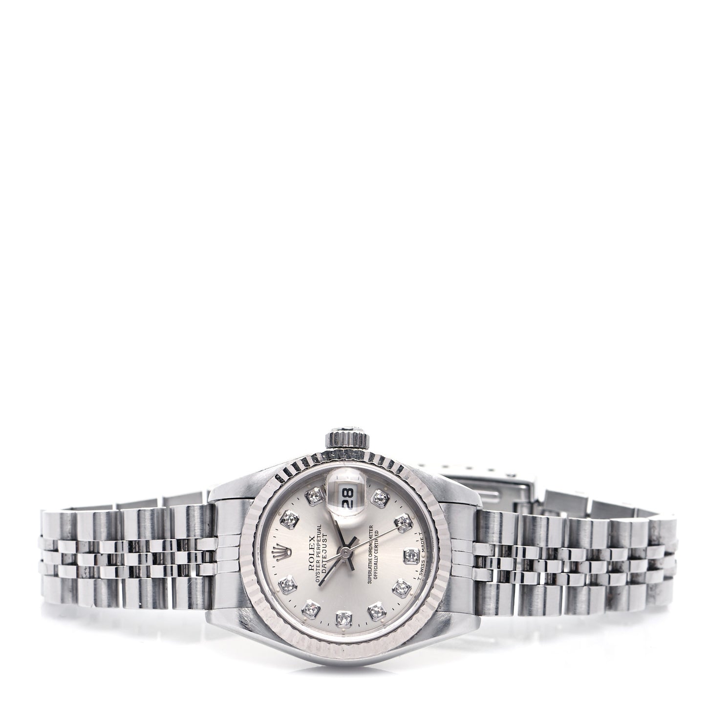 Stainless Steel 18K White Gold Diamond 26mm Oyster Perpetual Datejust Watch Silver 69174