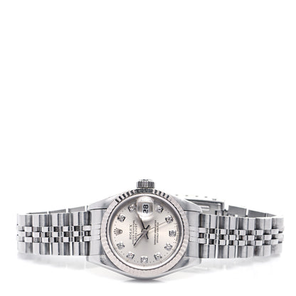 Rolex Stainless Steel 18K White Gold Diamond 26mm Oyster Perpetual Datejust Watch Silver 69174 2 of 4