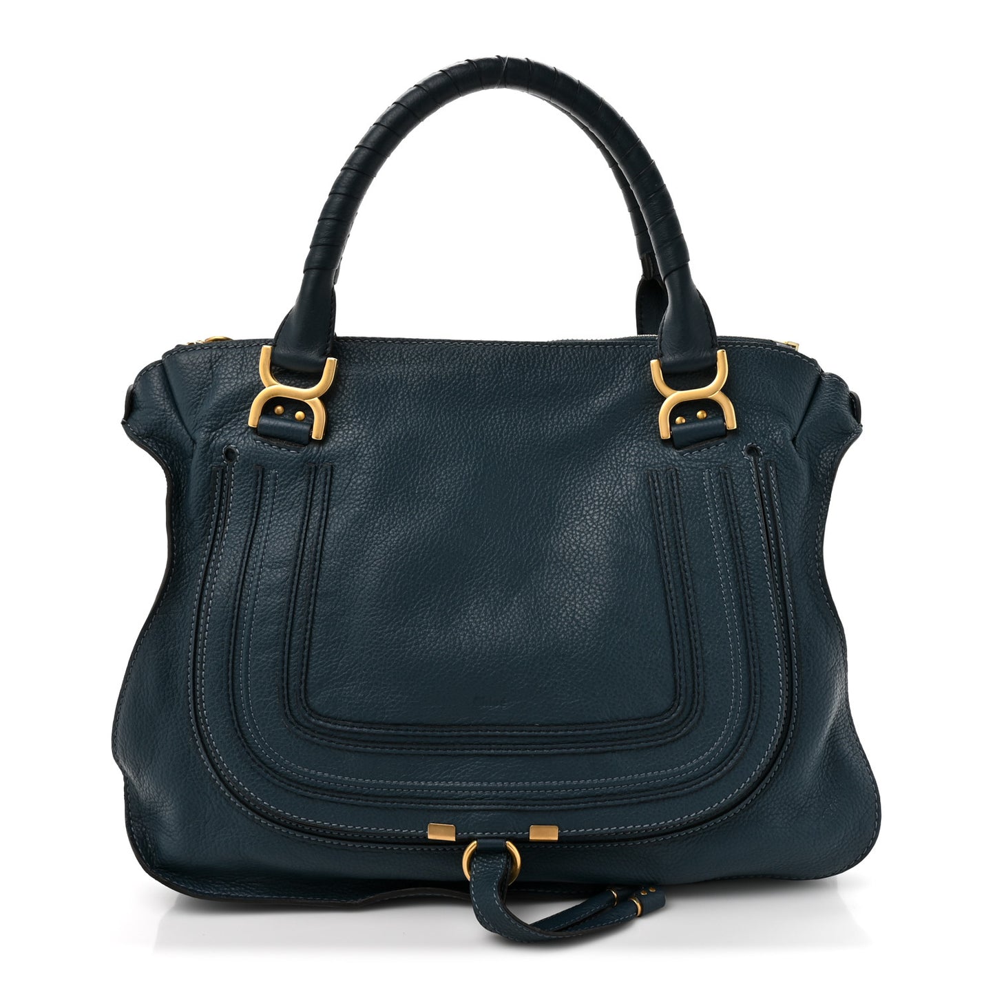 Calfskin Large Marcie Satchel Navy Ink