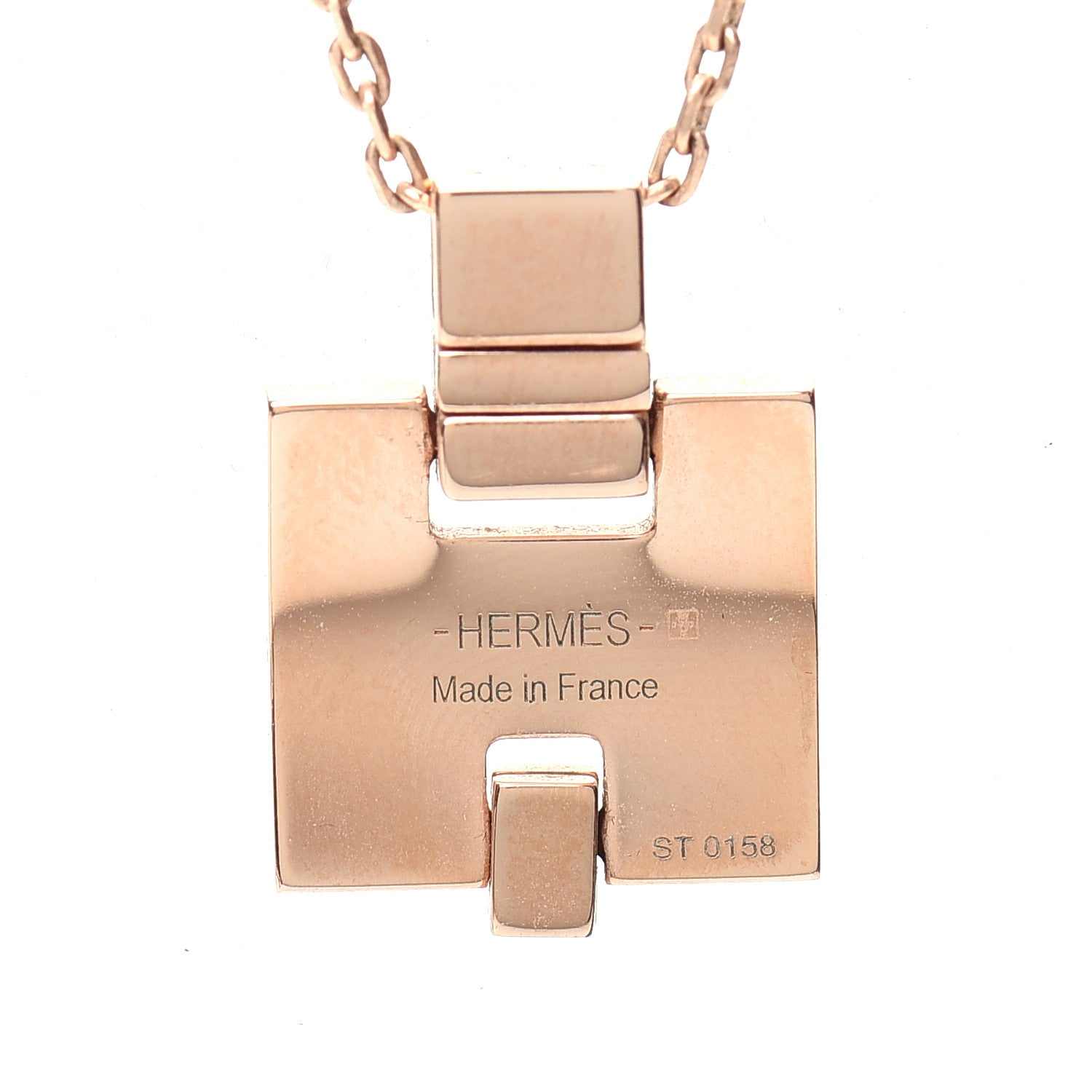 Hermes Rose Gold Plated Lacquered Eileen Pendant Necklace Rose Dragee 5 of 6