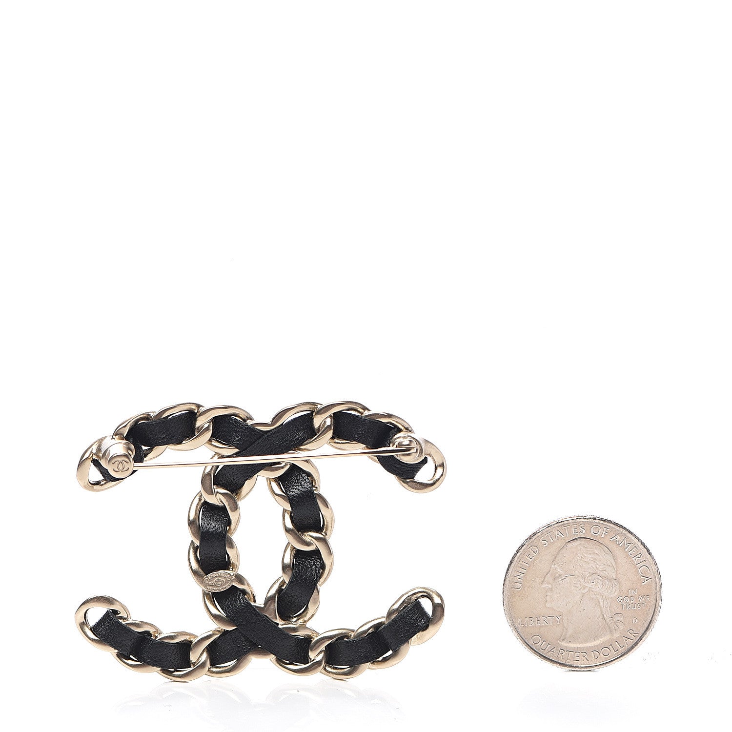 Chanel Lambskin Chain CC Brooch Black Gold 2 of 4