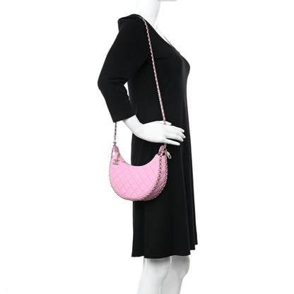 Chanel Lambskin Quilted Small Hobo Bag Pink 2 of 10