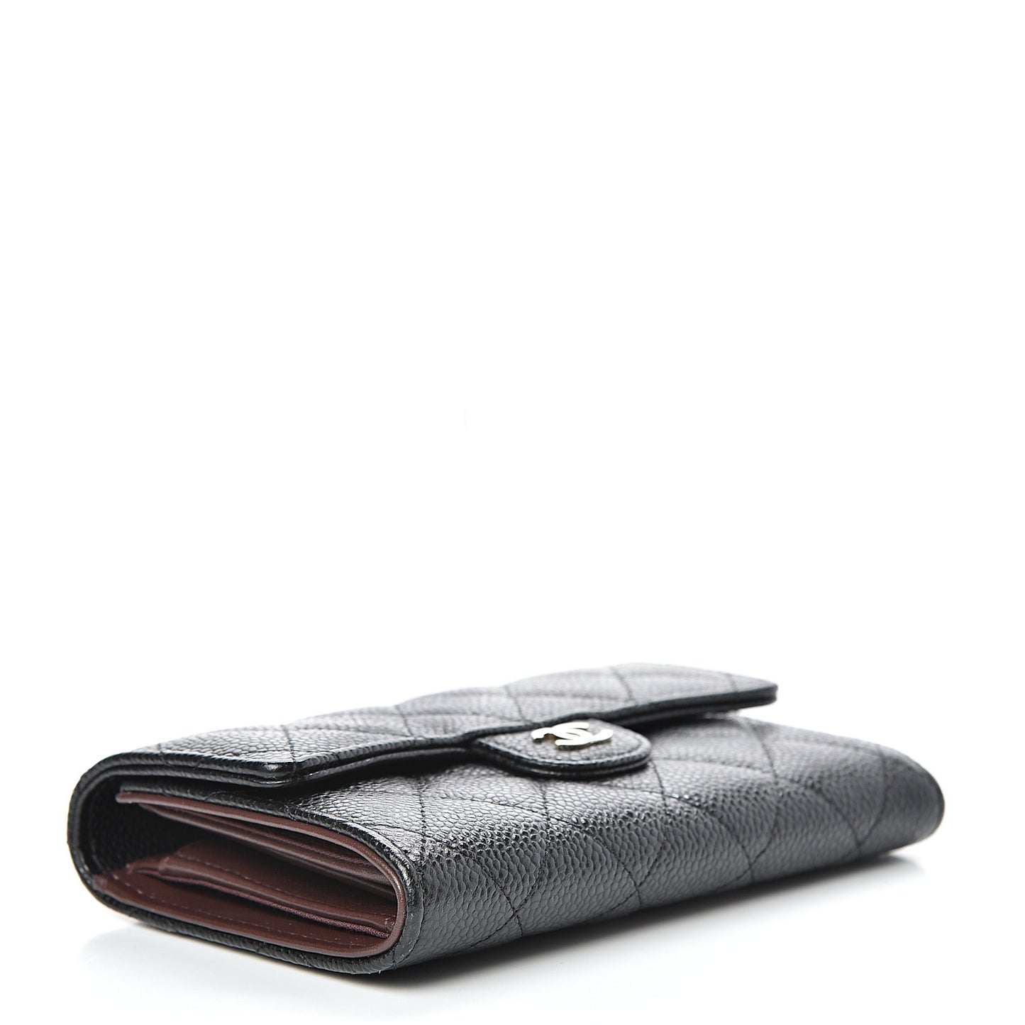 Caviar Quilted Medium Flap Wallet Black