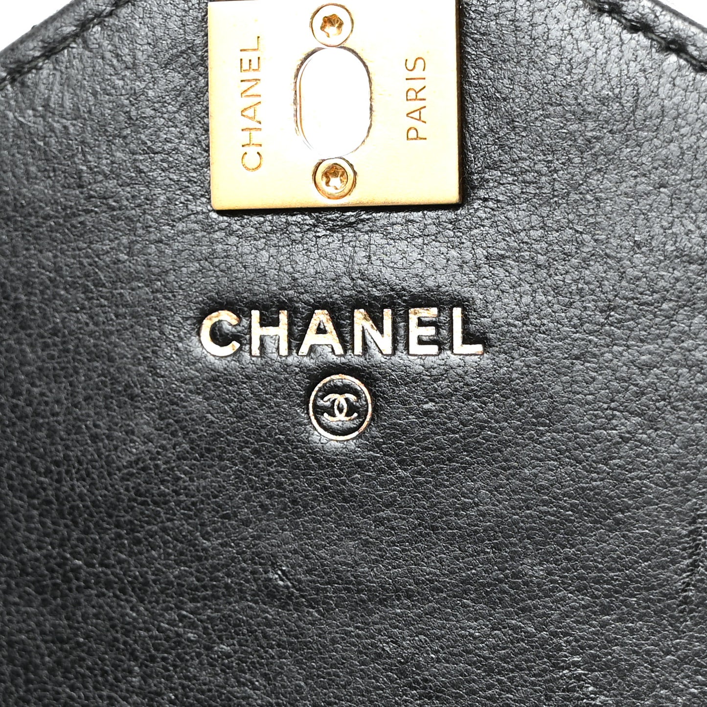 Lambskin Reversed Chevron Quilted Flap Black