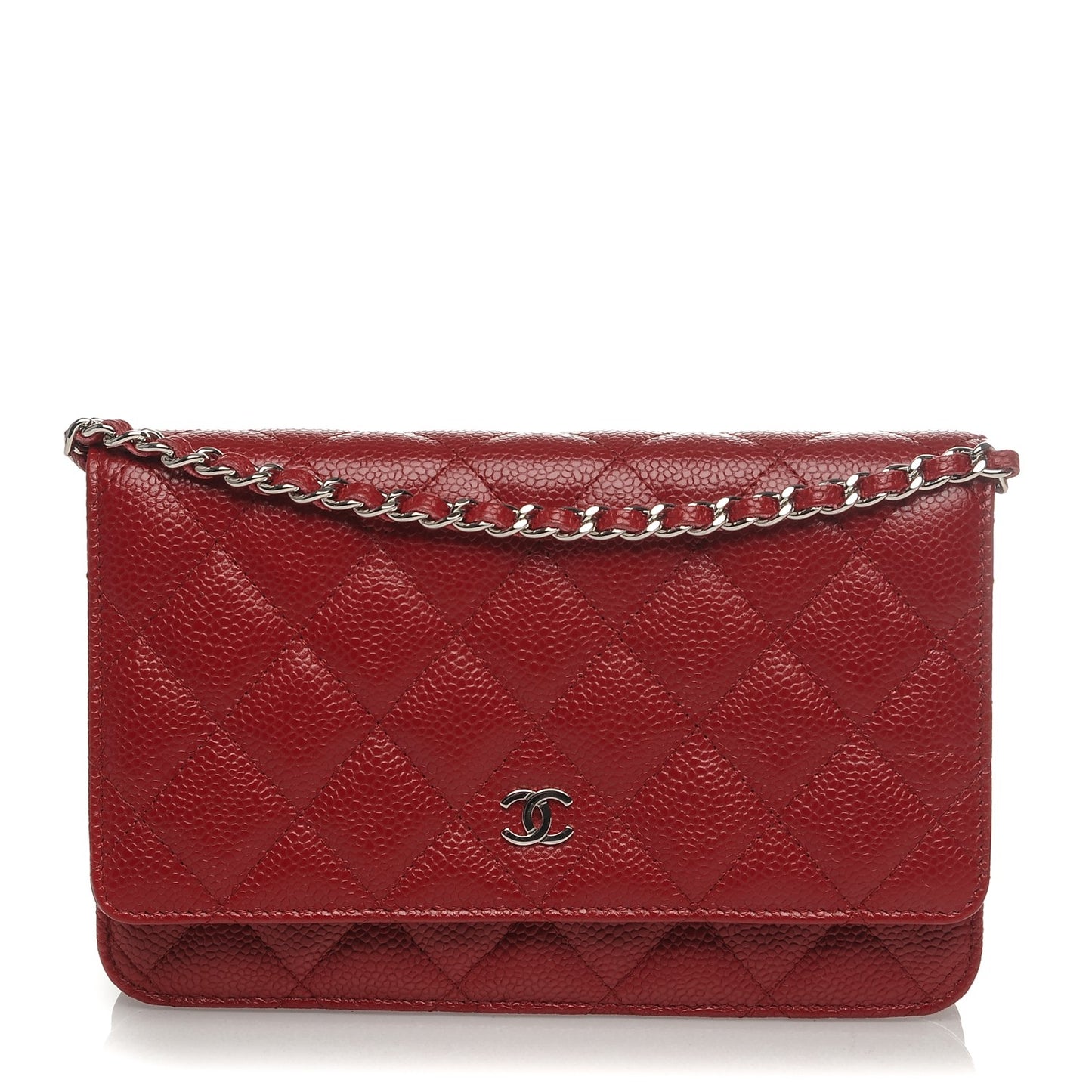 Caviar Quilted Wallet On Chain WOC Red