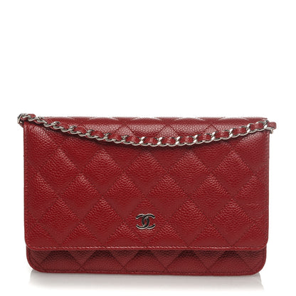 Chanel Caviar Quilted Wallet On Chain WOC Red 1 of 8