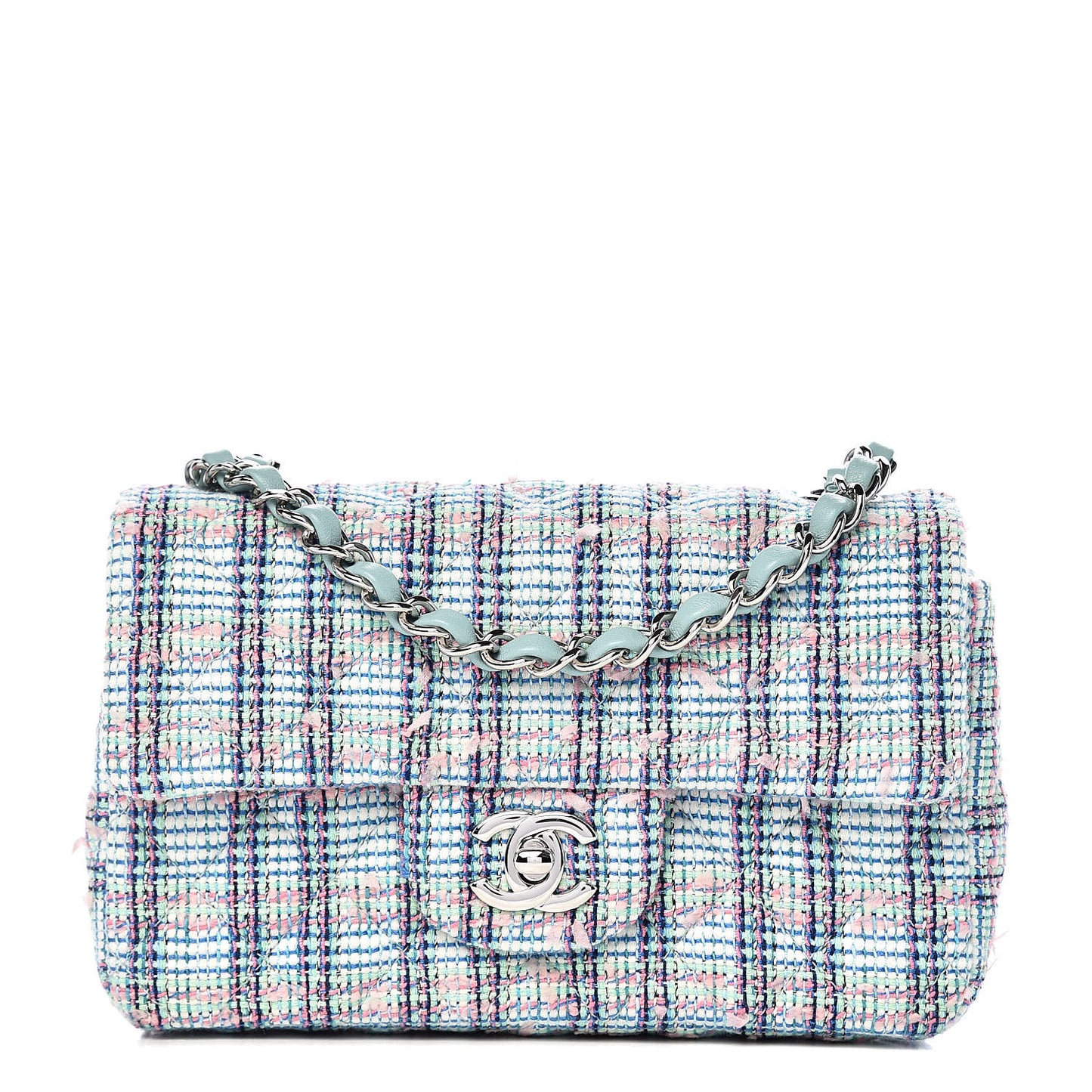Quilted Mini Rectangular Flap Blue White