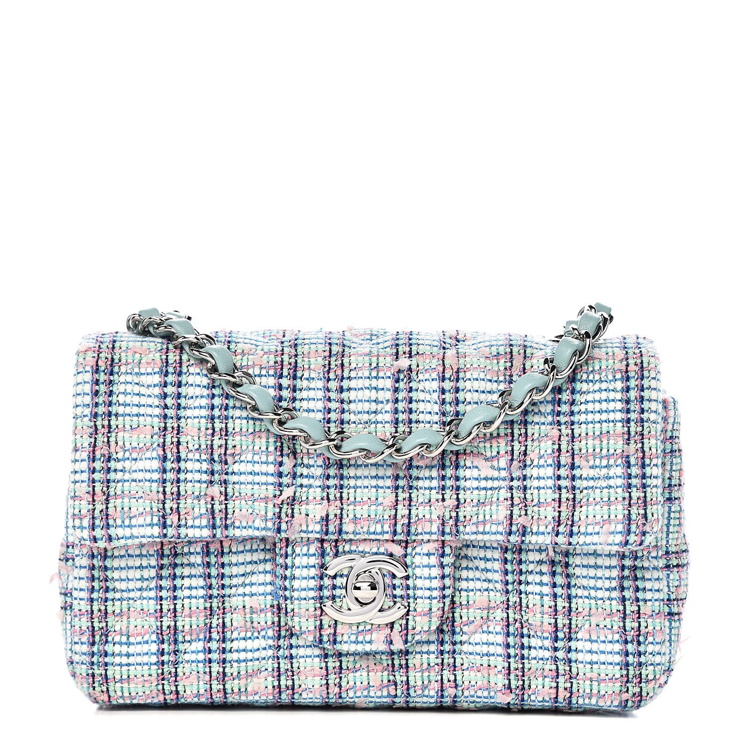 Chanel Quilted Mini Rectangular Flap Blue White 1 of 11