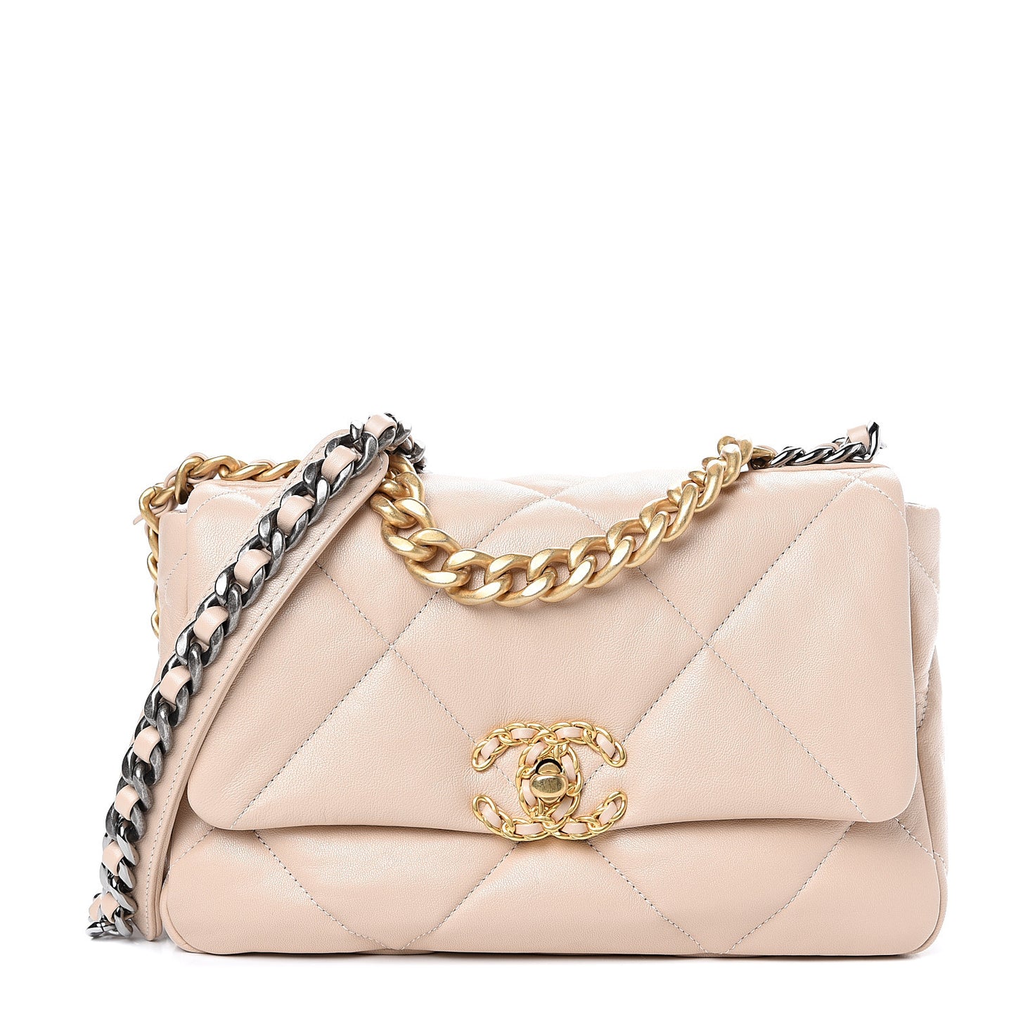 Lambskin Quilted Medium 19 Flap Light Beige