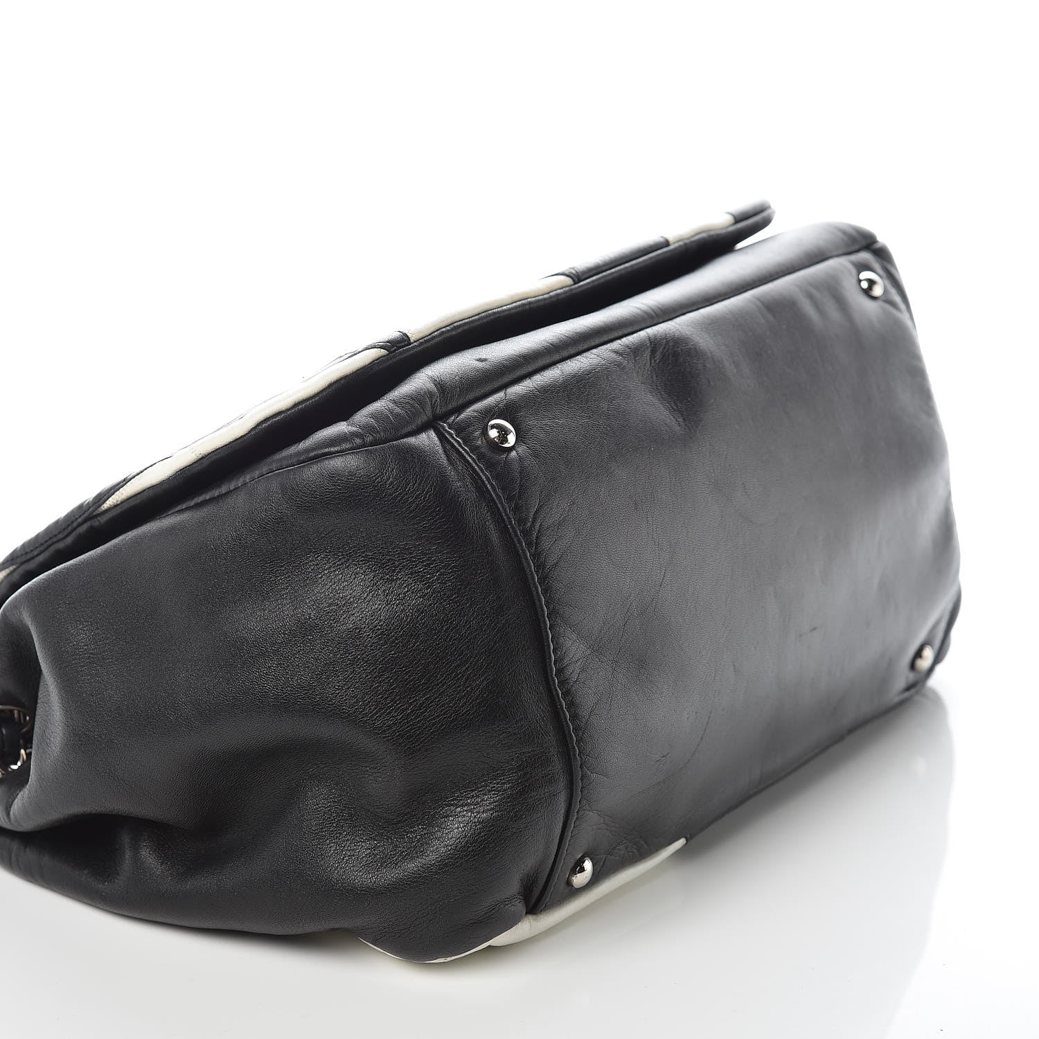 Chanel Lambskin Patchwork Accordion Flap Black White 5 of 9