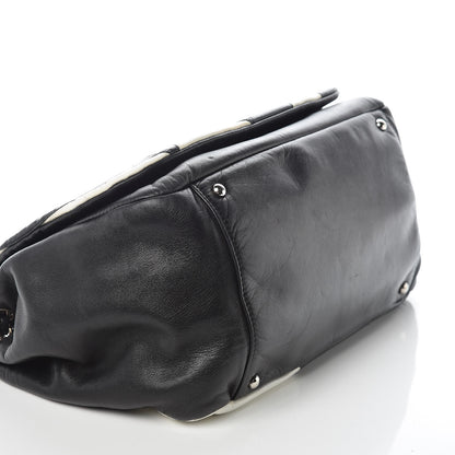 Chanel Lambskin Patchwork Accordion Flap Black White 5 of 9