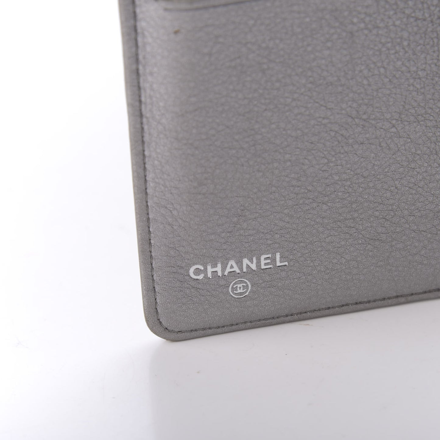 Metallic Calfskin Quilted Boy Yen Wallet Silver