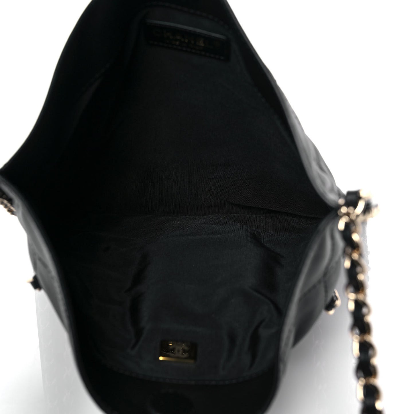 Calfskin Quilted Chain Flat Tote Black