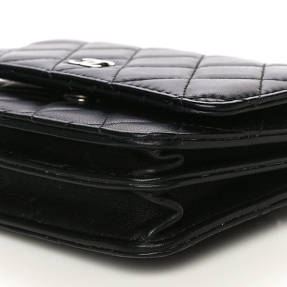 Chanel Lambskin Quilted Mini Wallet On Chain WOC Black 6 of 13