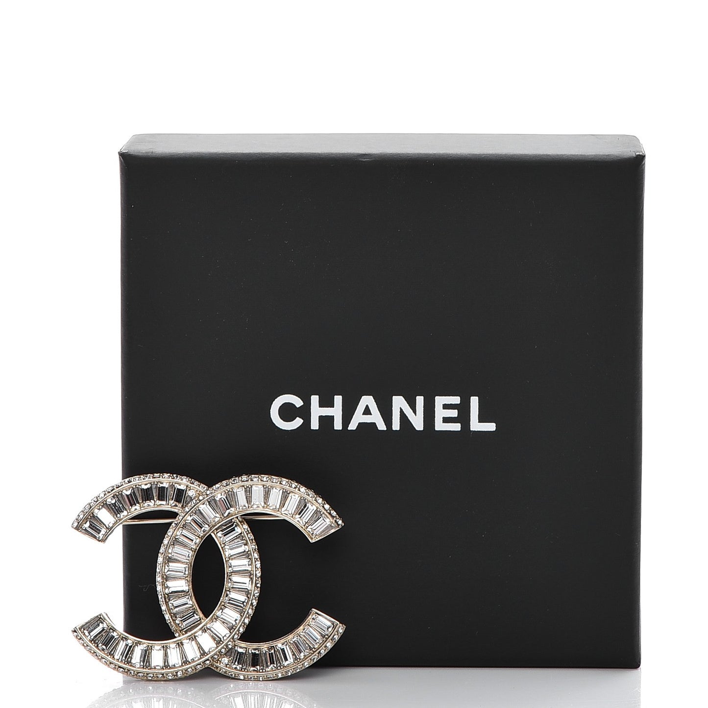 Baguette Crystal CC Brooch Gold