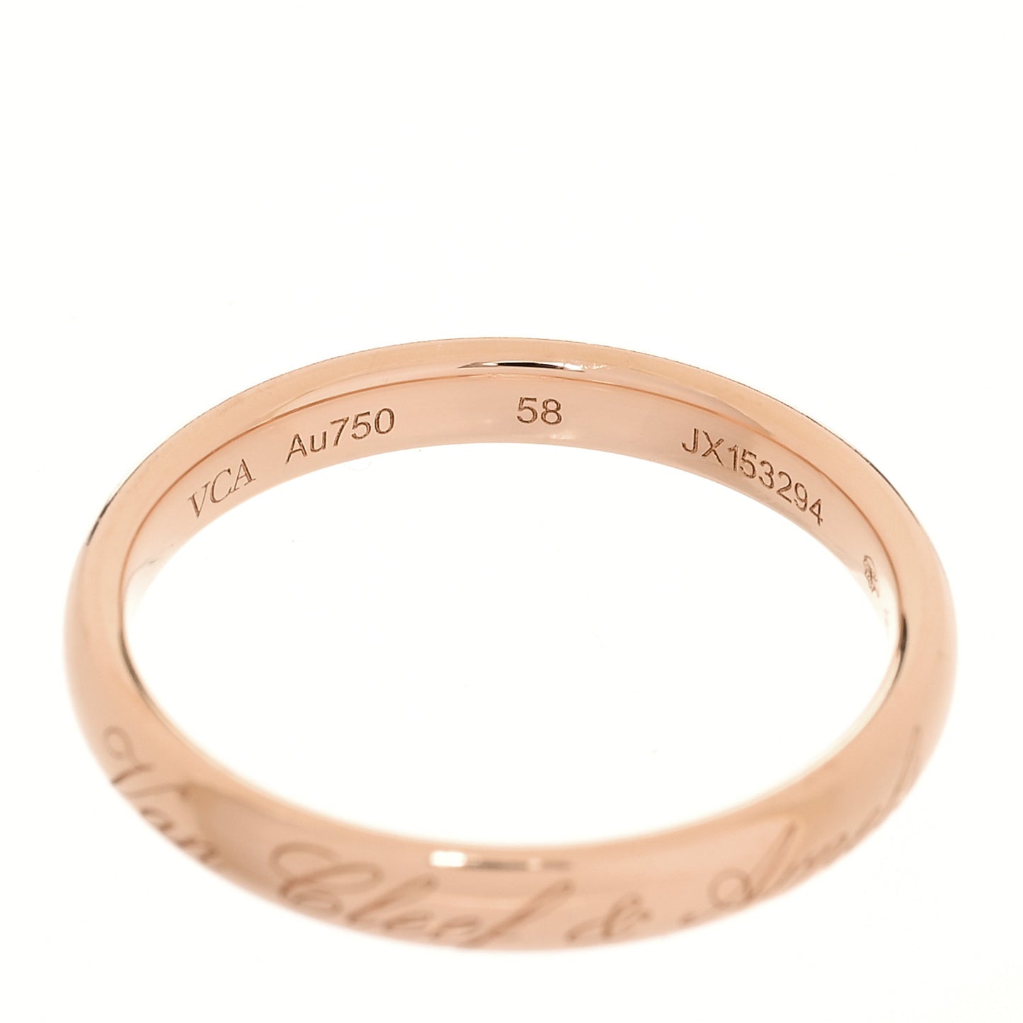 18K Rose Gold Tendrement Signature Wedding Band Ring 58 8.5