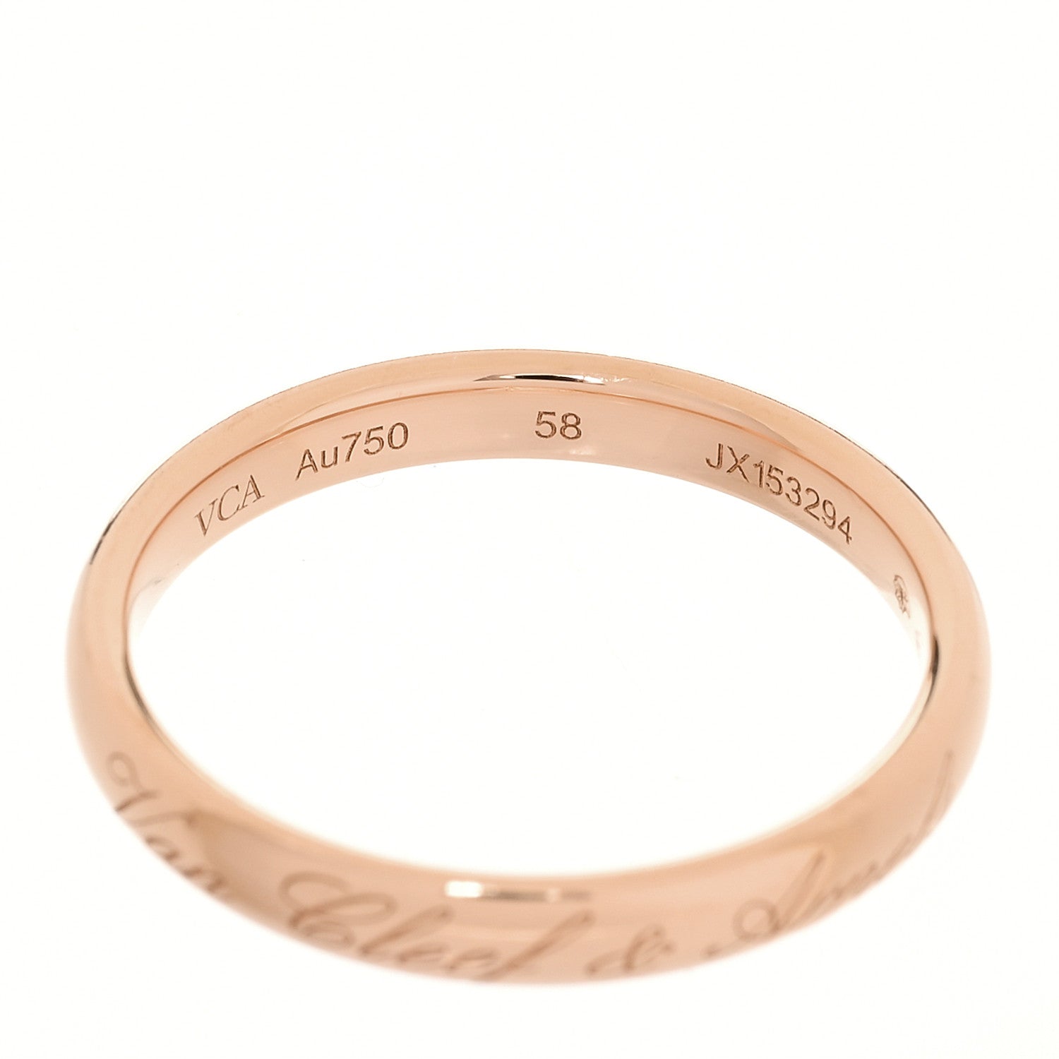 Van Cleef & Arpels 18K Rose Gold Tendrement Signature Wedding Band Ring 58 8.5 4 of 6
