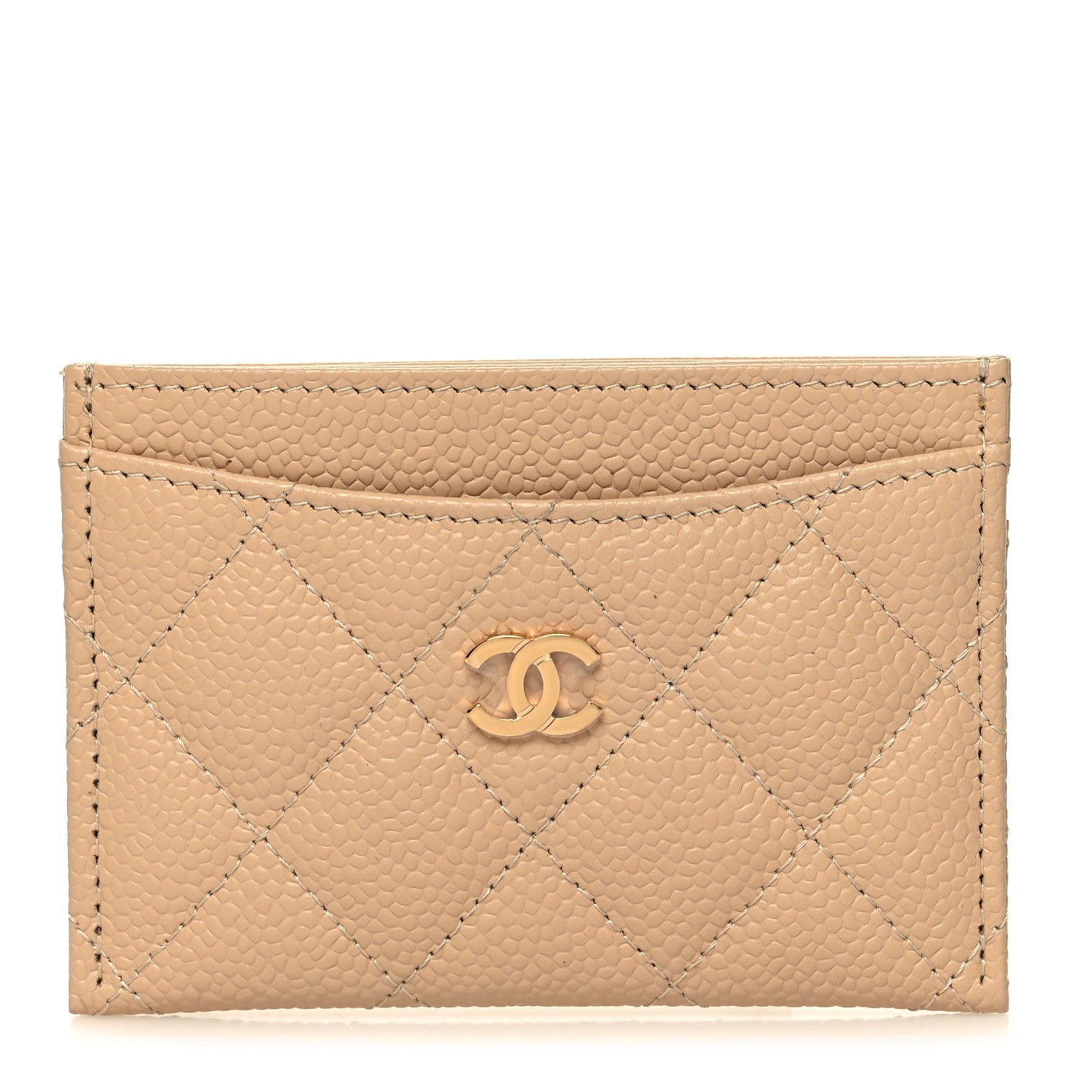 Chanel Caviar Quilted Card Holder Beige 1 of 10