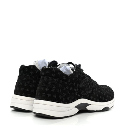 Chanel Suede Calfskin Printed CC Sneakers 38.5 Black 4 of 10