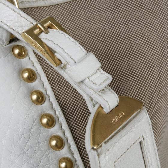 Jacquard Canvas Logo Studded Tote