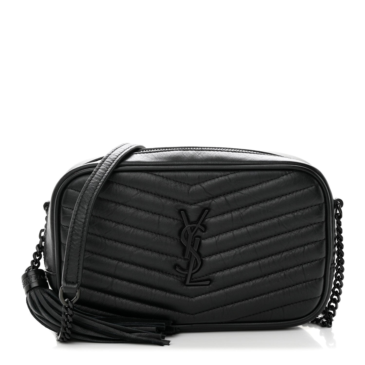 Saint Laurent Calfskin Matelasse Monochrome Monogram Mini Lou Camera Bag Black 1 of 10