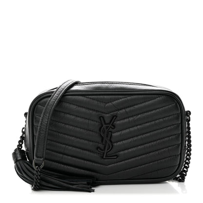Saint Laurent Calfskin Matelasse Monochrome Monogram Mini Lou Camera Bag Black 1 of 10