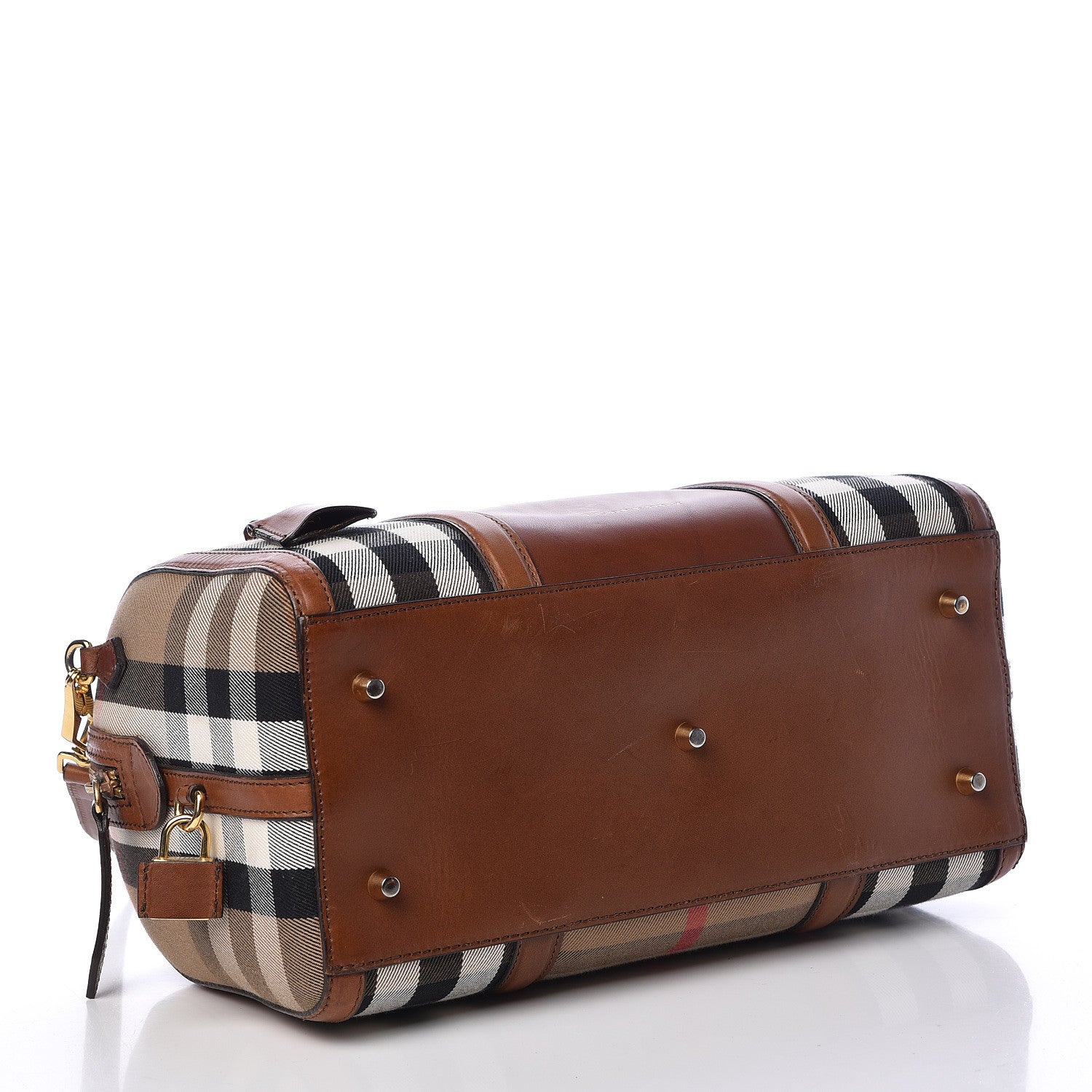 Burberry House Check Medium Alchester Bowling Bag Tan 5 of 23