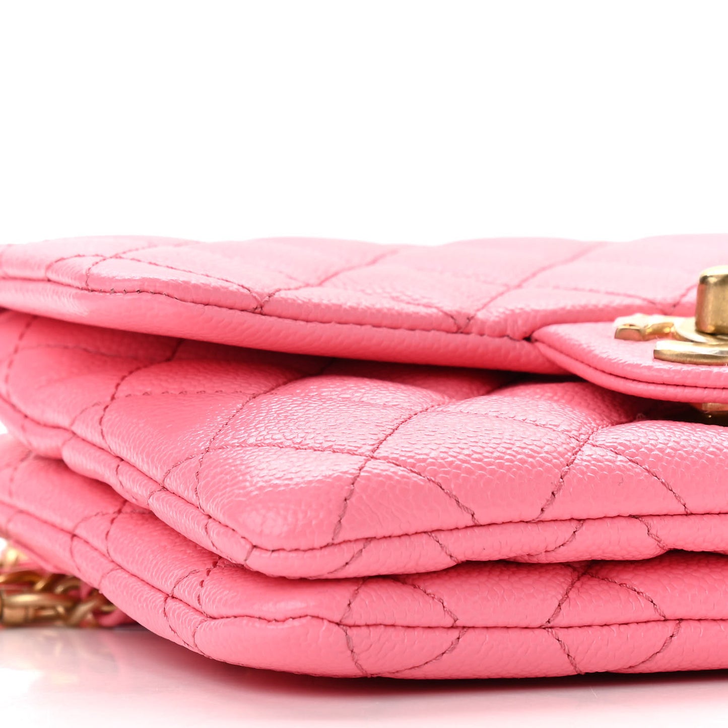 Shiny Caviar Pick Me Up Flap Belt Bag Pink