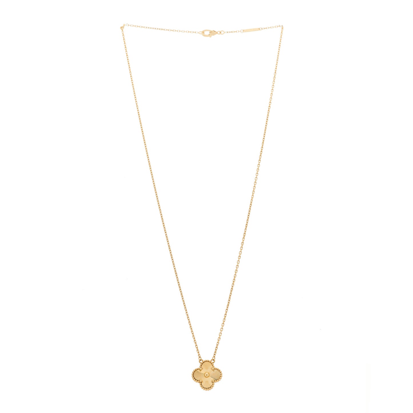 18K Yellow Gold Guilloché Vintage Alhambra Pendant Necklace