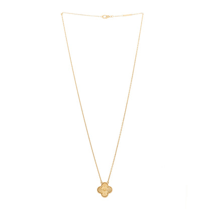 Van Cleef & Arpels 18K Yellow Gold Guilloché Vintage Alhambra Pendant Necklace 3 of 5