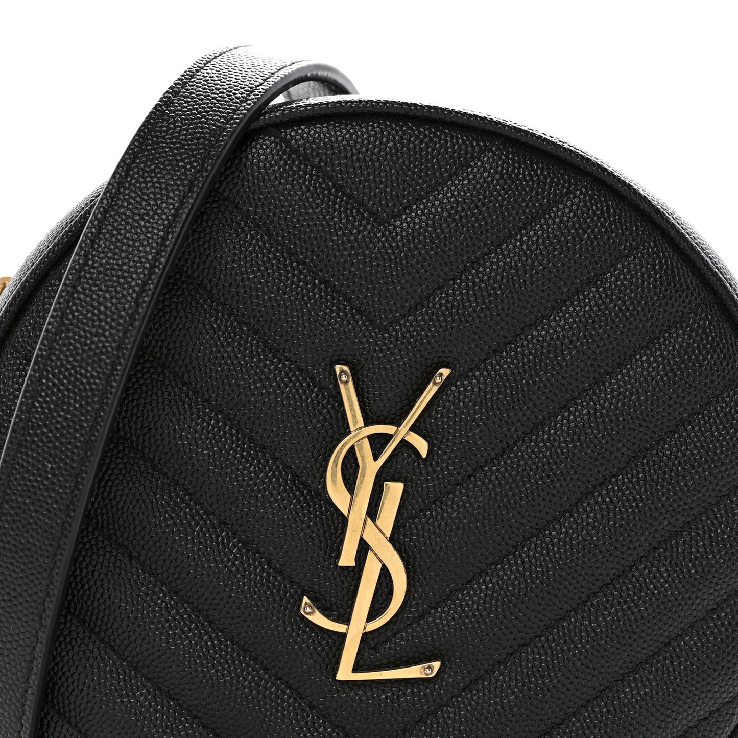 Grain De Poudre Matelasse Chevron Quilted Round Vinyle Camera Bag Black