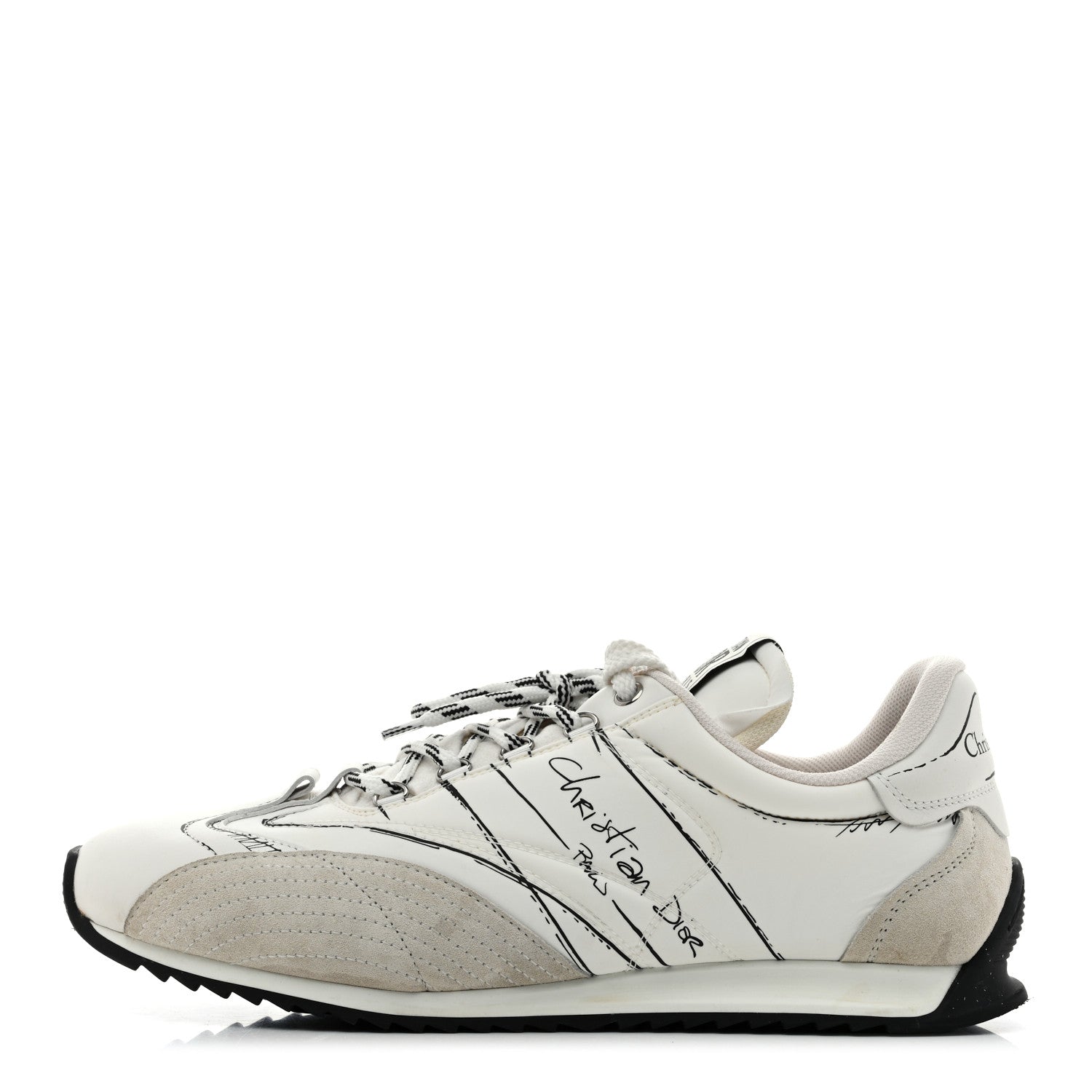 Christian Dior Calfskin Nylon Womens D-Sketch Sneakers 40 White 1 of 9