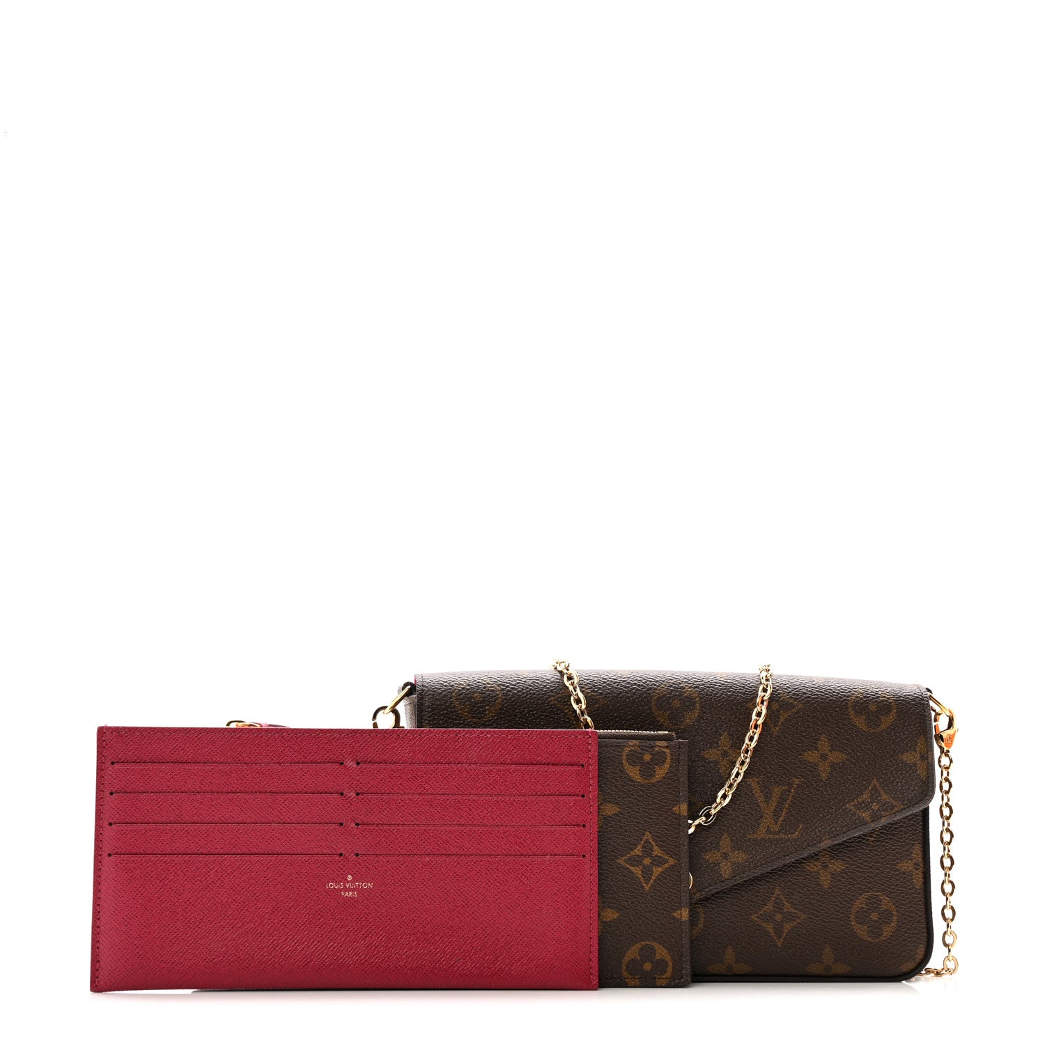 Louis Vuitton Monogram Pochette Felicie Chain Wallet Fuchsia 3 of 16