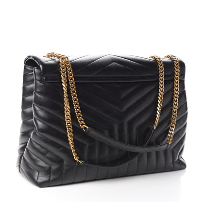 Saint Laurent Calfskin Y Quilted Monogram Large Loulou Chain Satchel Black 3 of 11