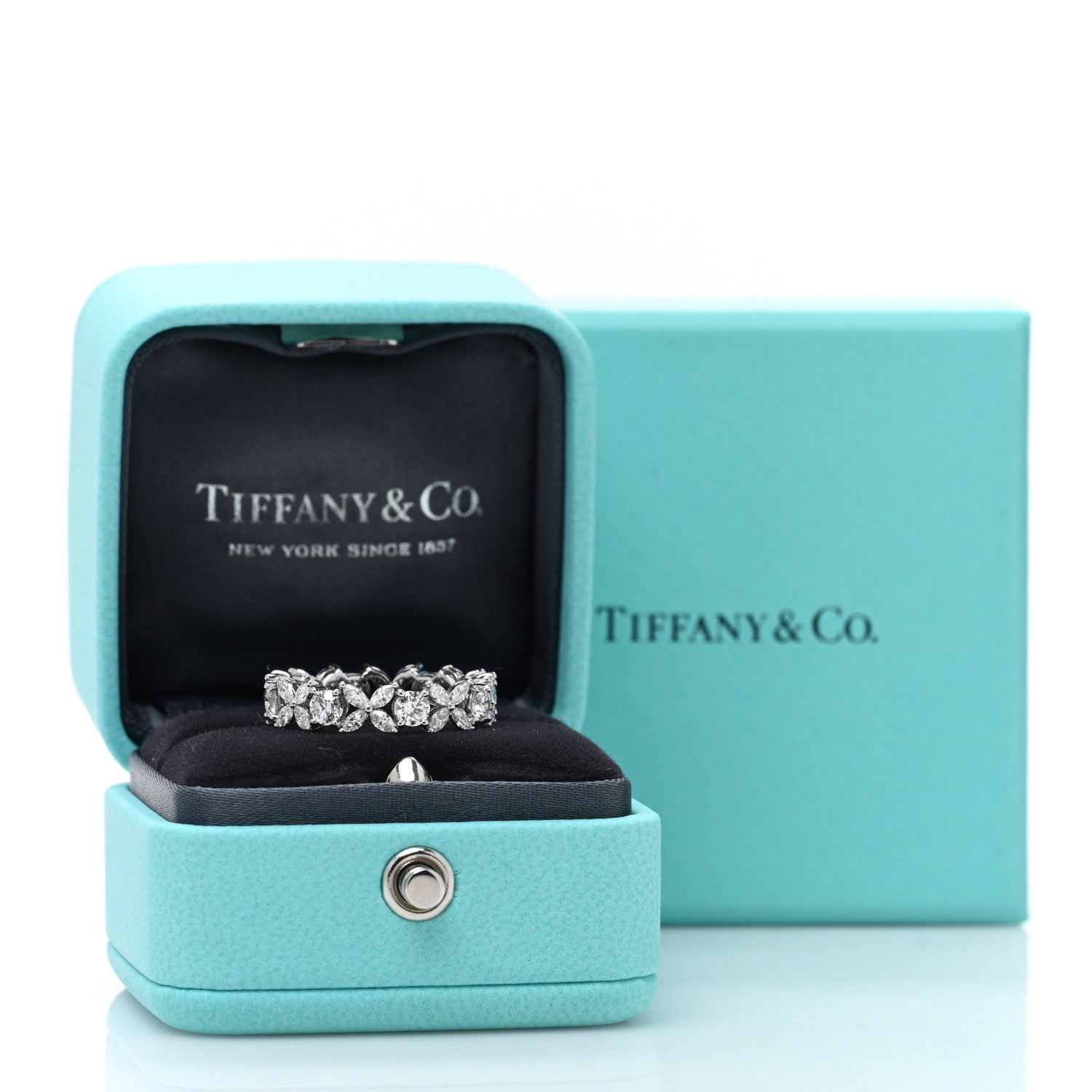 Tiffany Platinum Diamond Victoria Alternating Band Ring 54 7 5 of 5