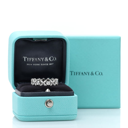 Tiffany Platinum Diamond Victoria Alternating Band Ring 54 7 5 of 5