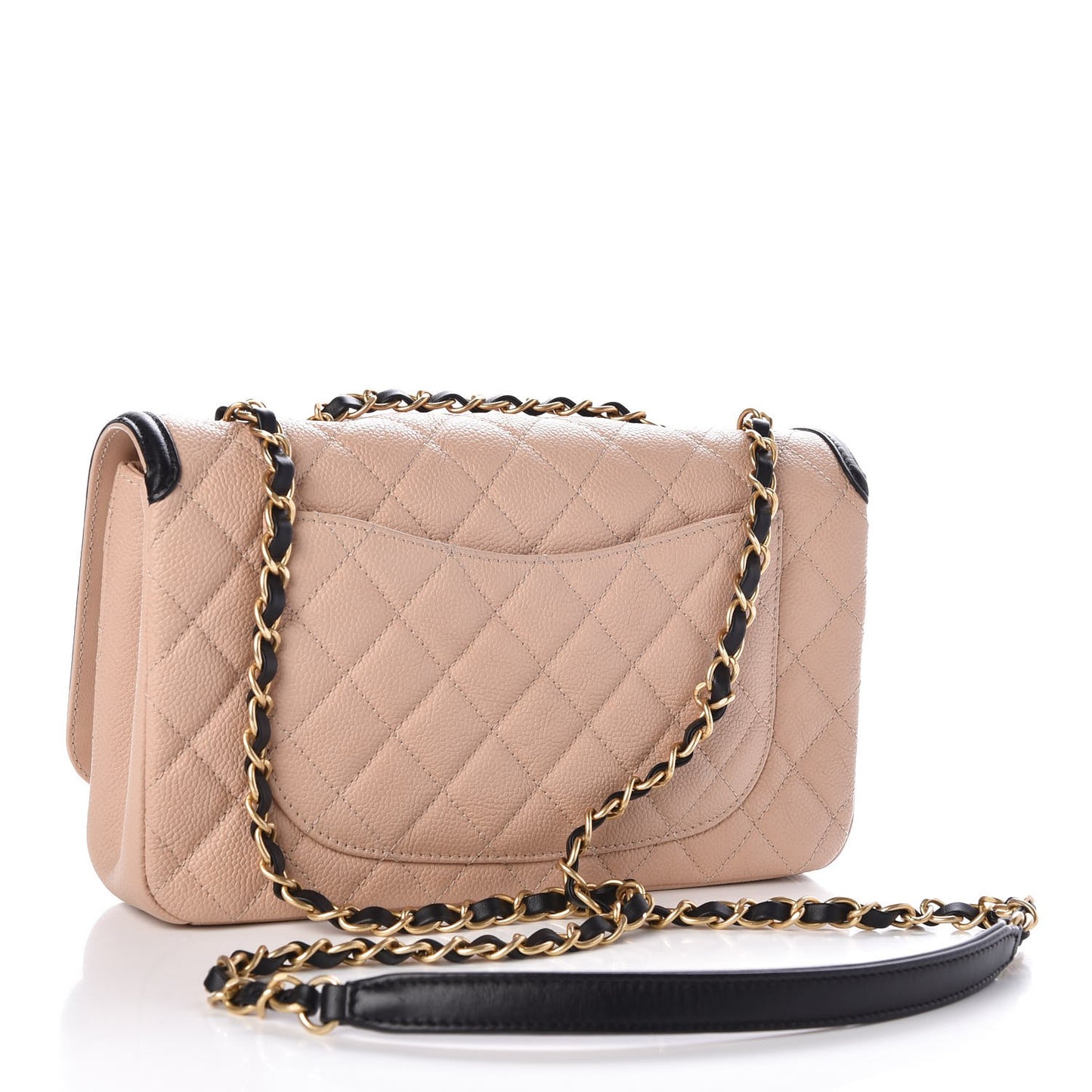 Caviar Quilted Medium CC Filigree Flap Beige Black