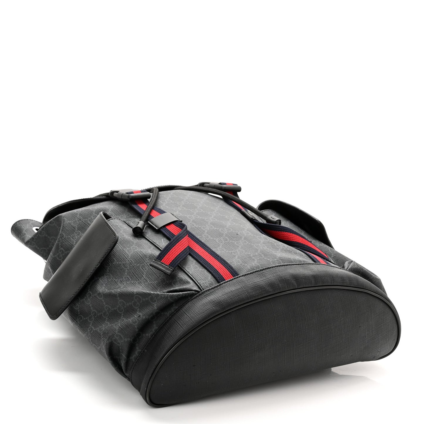 Soft GG Supreme Monogram Appia Calfskin Web Double Buckle Backpack Black