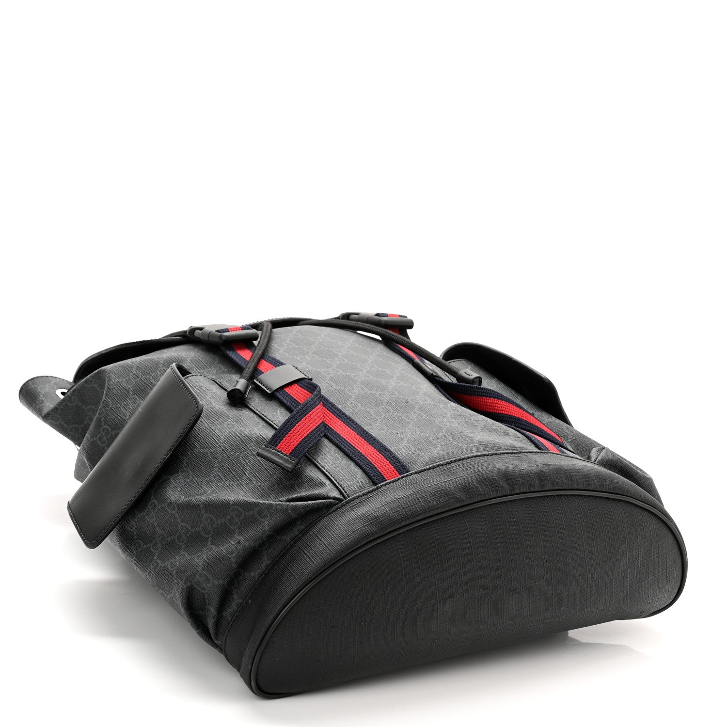 Gucci Soft GG Supreme Monogram Appia Calfskin Web Double Buckle Backpack Black 4 of 13