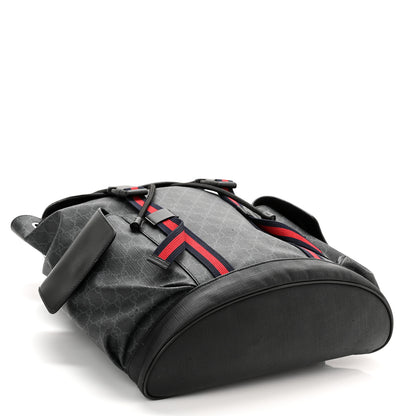 Gucci Soft GG Supreme Monogram Appia Calfskin Web Double Buckle Backpack Black 4 of 13
