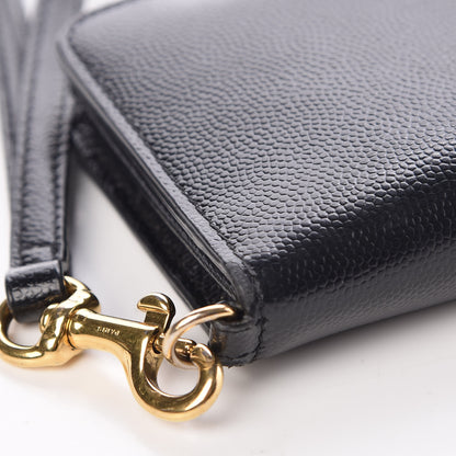 Saint Laurent Grain De Poudre Matelasse Monogram Phone Wallet Black 9 of 11