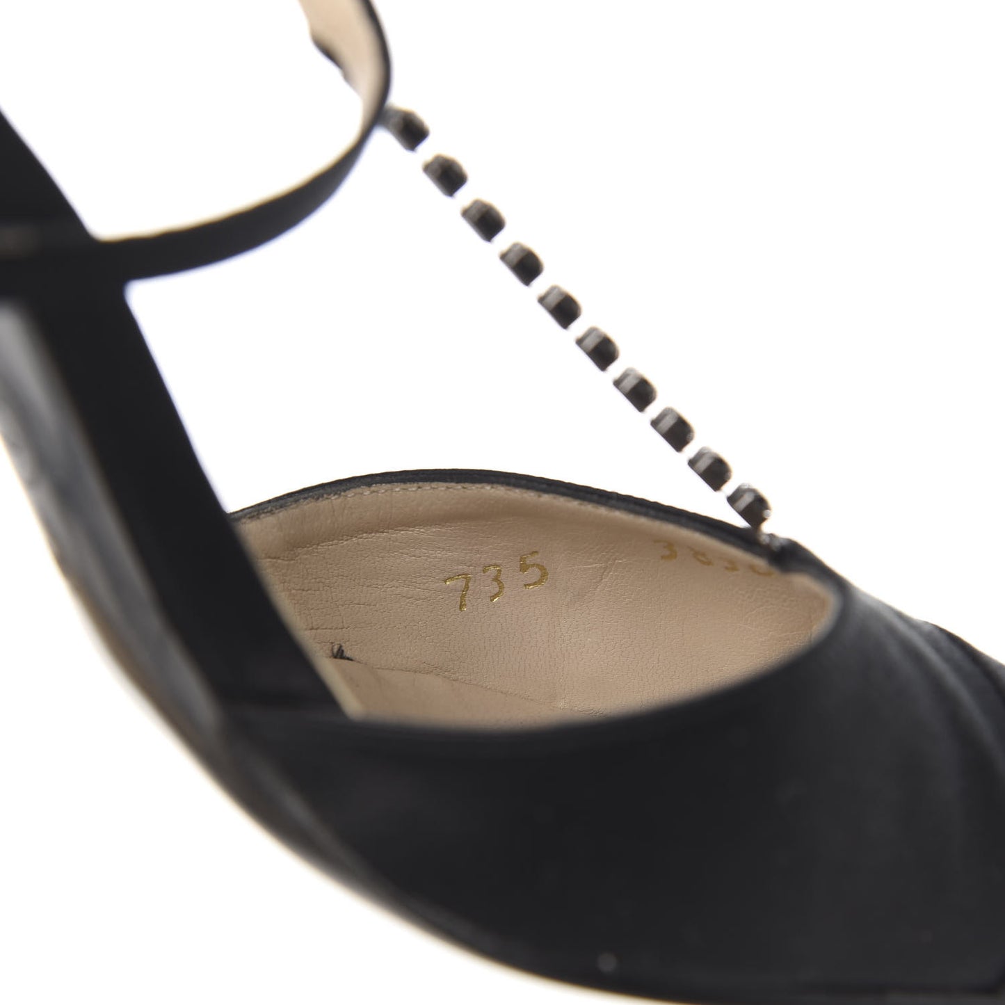 Satin Crystal Slingback Cap Toe Pumps 39 Black