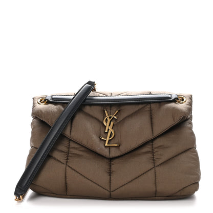Saint Laurent Nylon Quilted Small Loulou Puffer Monogram Chain Satchel Military Green 1 of 11
