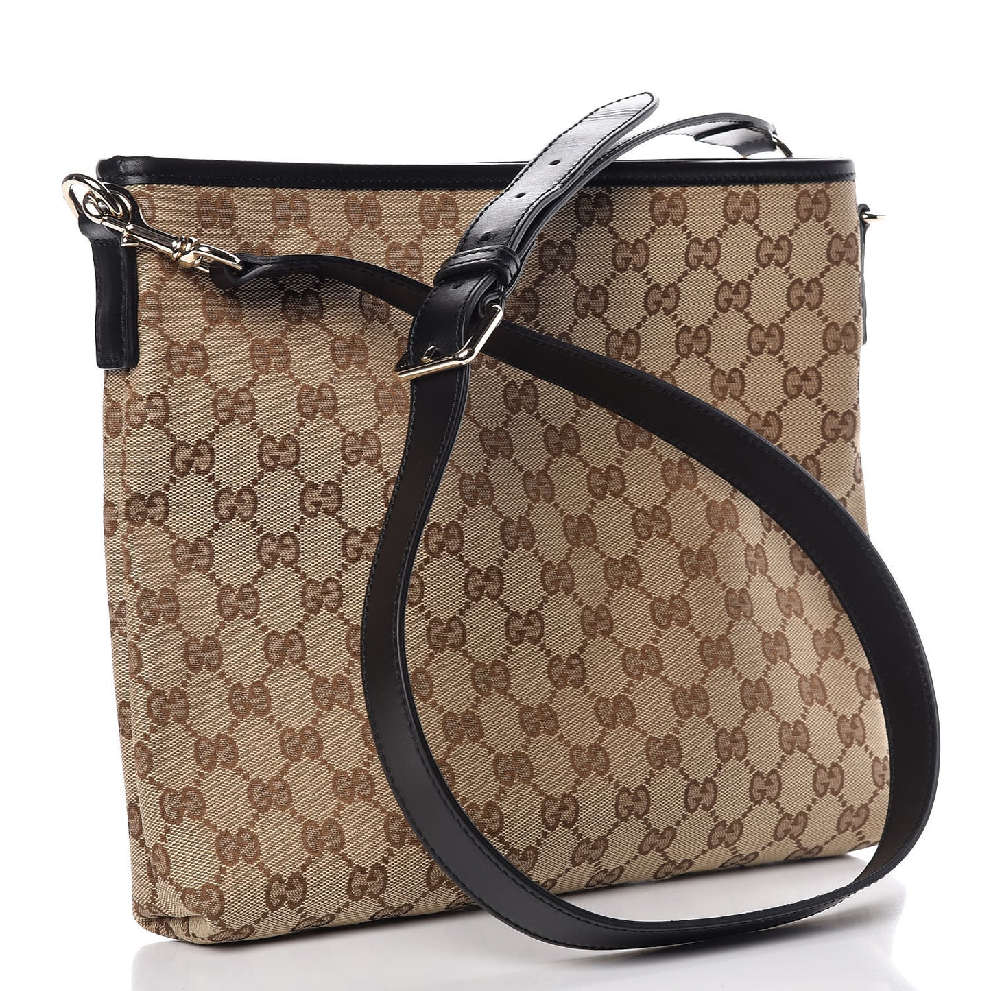 GG Monogram Web Flat Messenger Bag Black