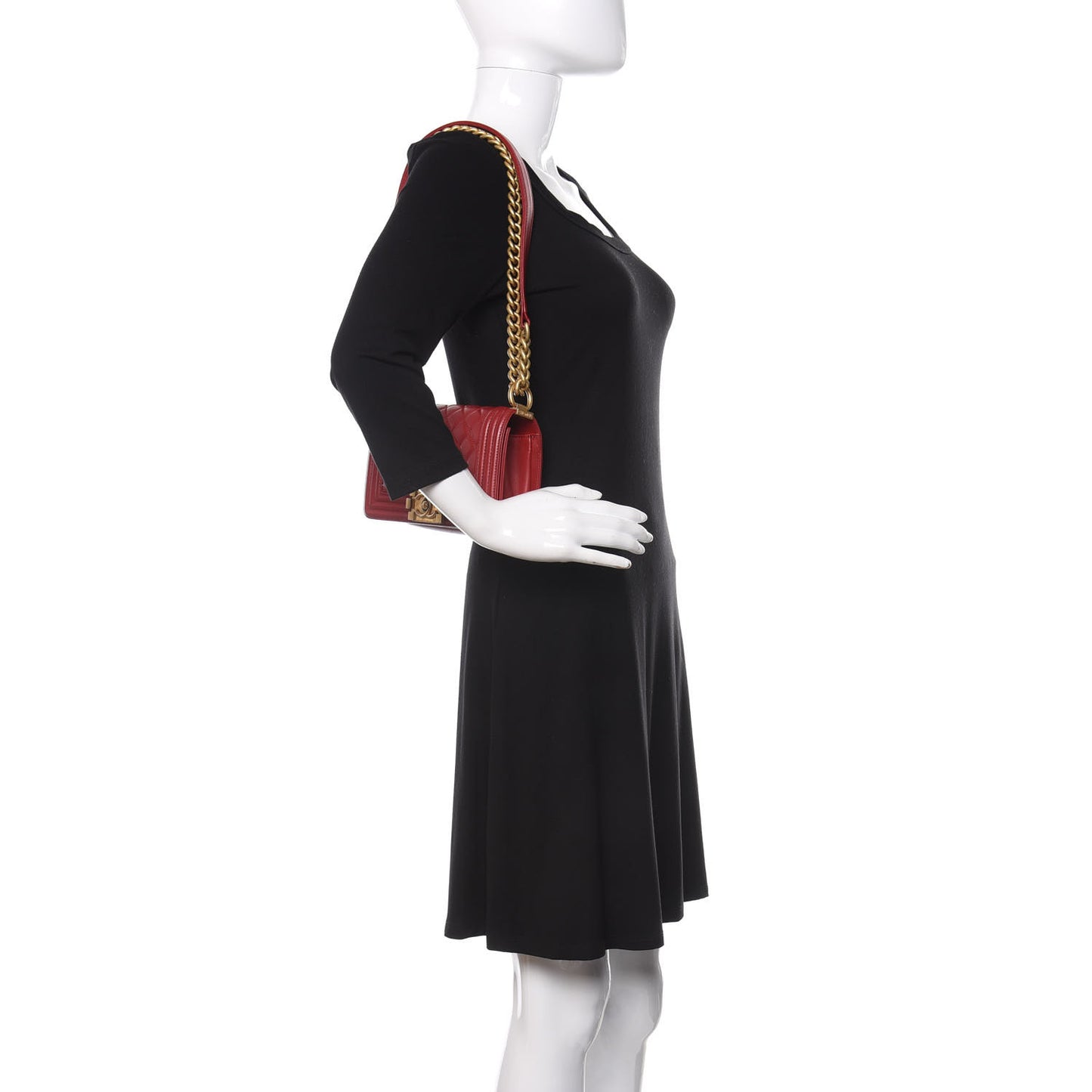 Lambskin Quilted Small Boy Flap Dark Red