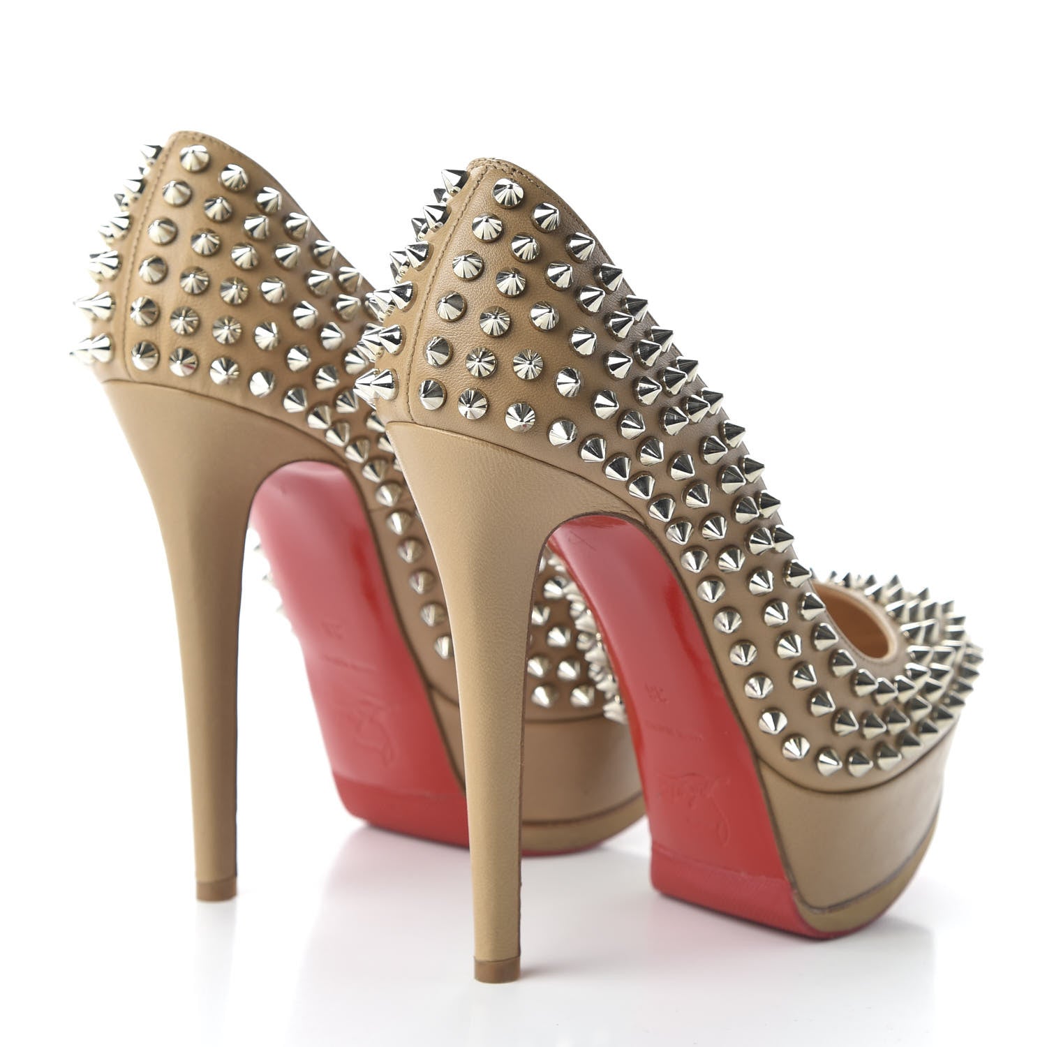 Christian Louboutin Nappa Spikes 140 Platform Pumps 36 Nude 4 of 7