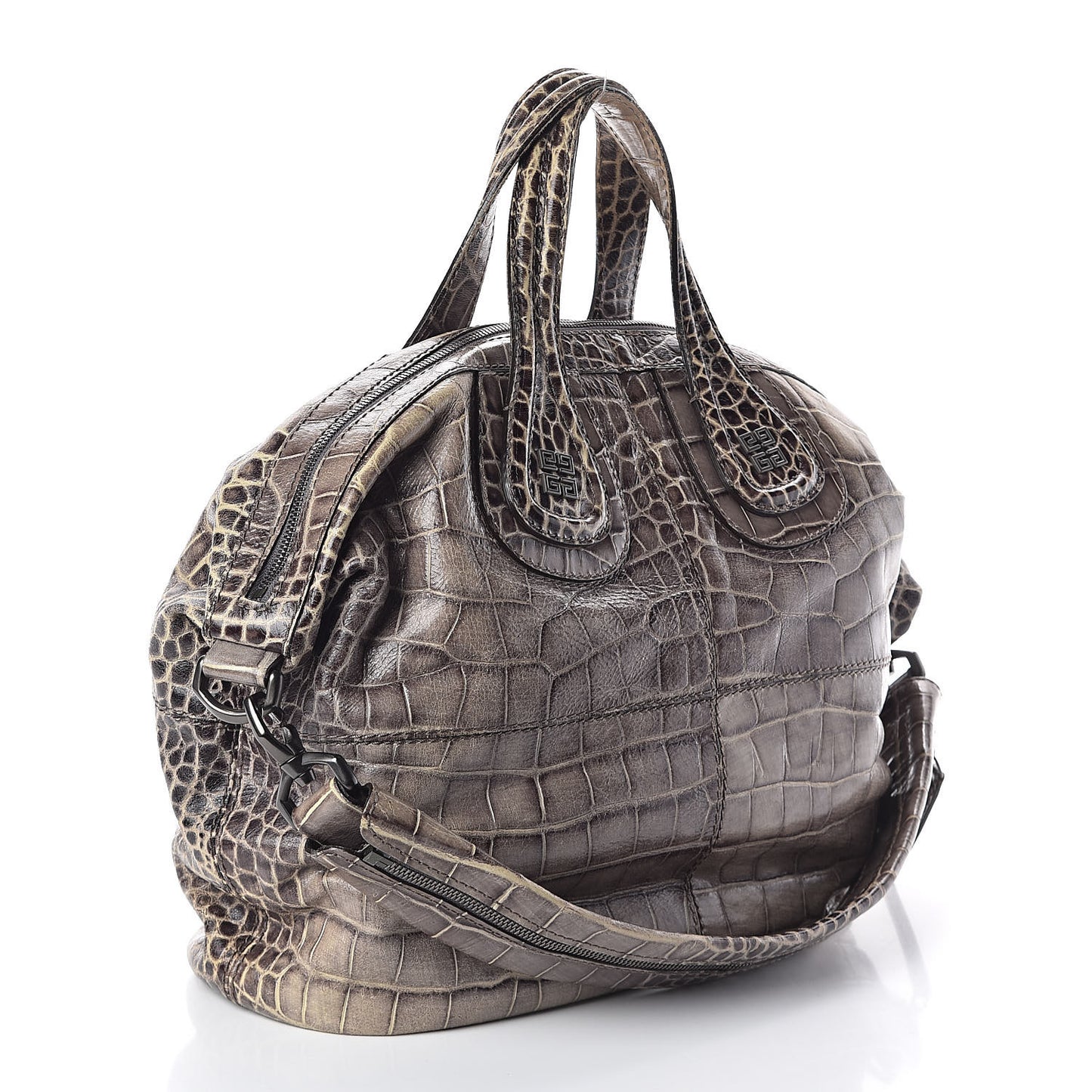 Calfskin Crocodile Embossed Medium Nightingale Brown