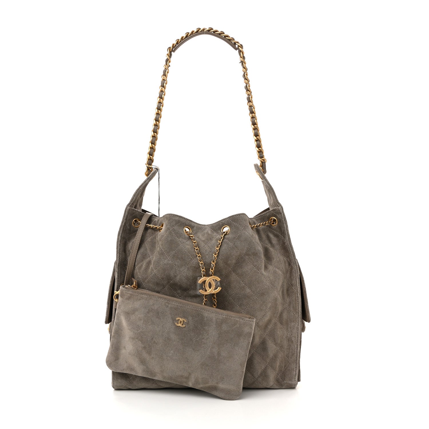 Chanel Suede Quilted Medium Chanel 25 Handbag Grey 3 of 11